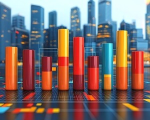 Obraz premium Cityscape Business Growth Charts