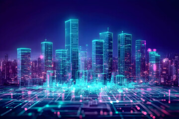 Digital Cityscape: Neon Skyline