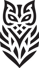 Bold Tribal-Style Cat Head Logo Vector in Black and White

