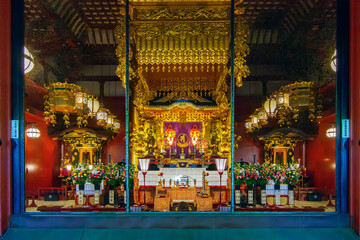 Interiors of Senso-ji temple in Asakusa, Tokyo, Japan