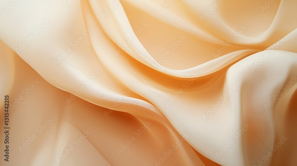 Poster soft, flowing peach silk fabric with elegant draping and subtle texture.