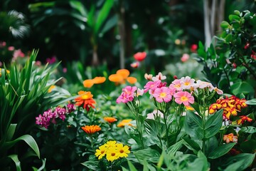 Obraz premium A Colorful Garden Explosion of Flowers