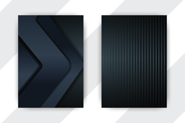 Dark geometric design; abstract arrow, stripes; white background; brochure template