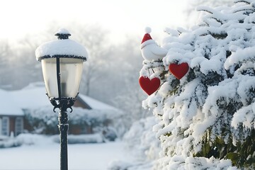 Snowy Christmas Bird, Garden Lamp