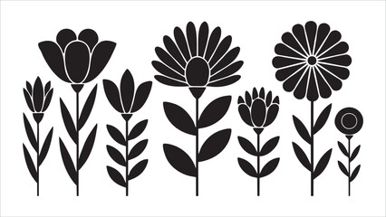 Obraz premium Black Silhouette Floral Botanical Garden Art Print Design