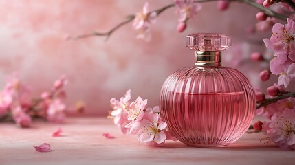 Pink perfume, spring blossoms, beauty