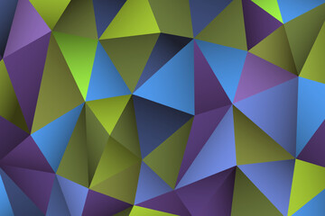 Obraz premium Polygonal rainbow mosaic background. Abstract low poly vector illustration. Triangular pattern in halftone style. Template geometric business design with triangle for poster, banner, card, flyer.