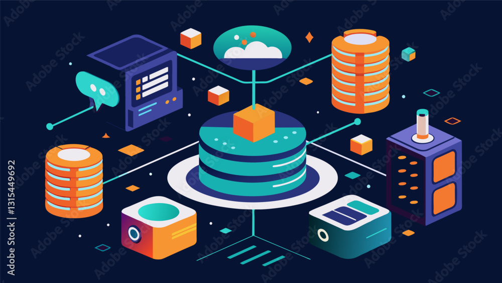 Poster the future of data storage is here and its called yottabyte storage solutions.. vector illustration