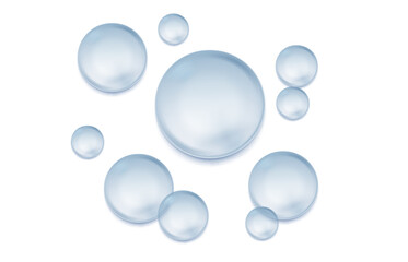 Air bubbles realistic. Vector illustration of transparent soap bubbles isolated on background. Blue round bubbles of different sizes PNG