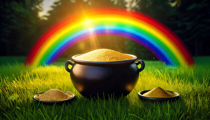 pot of gold with rainbow