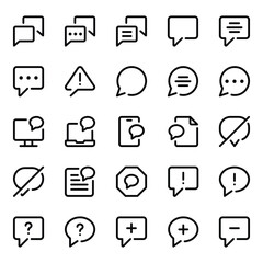Outline icons set for Chat message