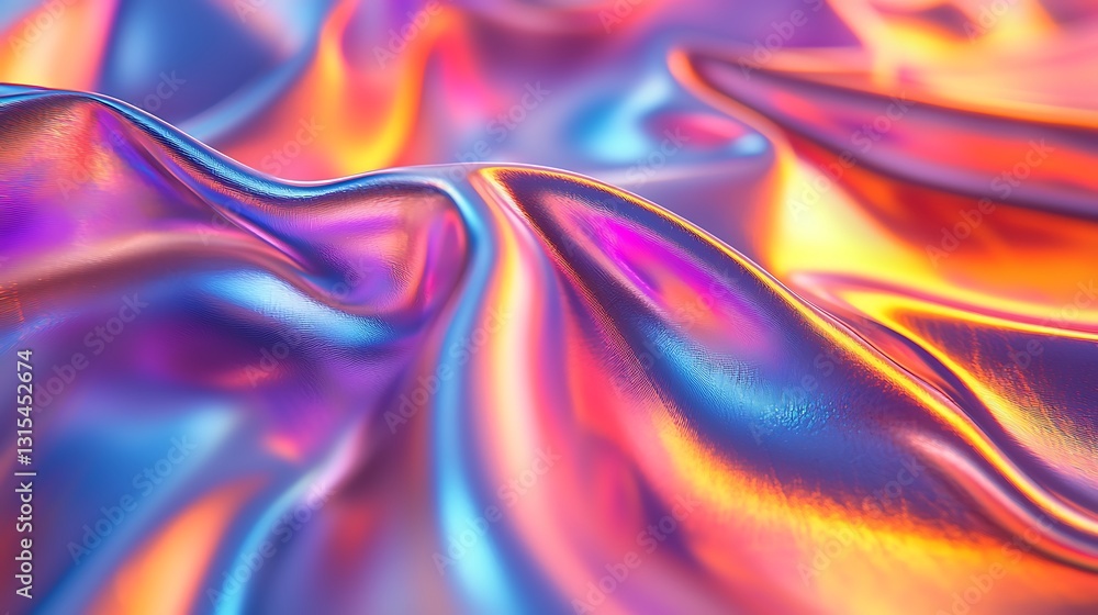 Poster iridescent flowing fabric abstract background