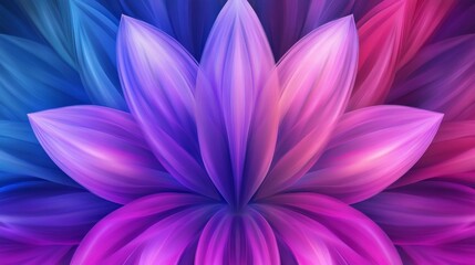 Fototapeta premium Vibrant abstract flower design with radiant petals in shades of blue, pink, and purple