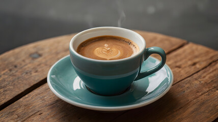 Fototapeta premium cup of coffee on wooden table, ai generated