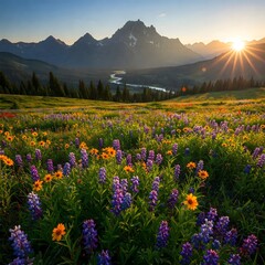 Obraz premium sunset in the mountains