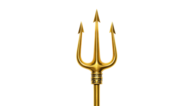 Golden Trident Isolated on transparent 