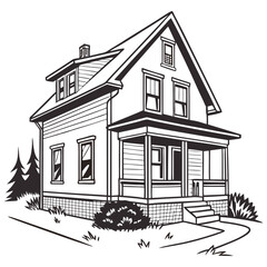  silhouette house image on white background 

