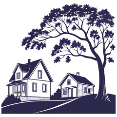  silhouette house image on white background 

