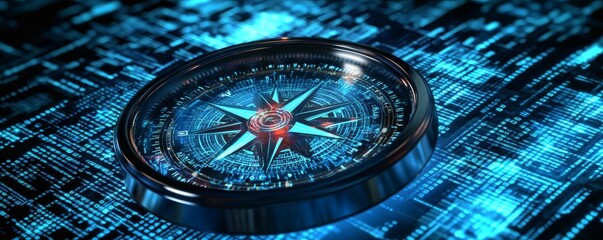 A digital compass showing direction overlaid on computer data