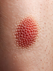 Fototapeta premium High-resolution close-up of measles rash on human skin, red inflamed spots, detailed texture