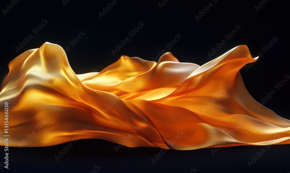 Aufkleber luxurious flowing golden silk illuminated by soft ambient light creating a bold and elegant abstract