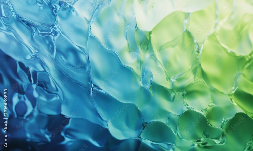 Poster vibrant gradient texture transitioning from blue to green, glowing softly under diffused light for a