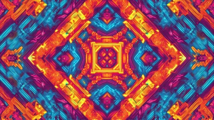 Vibrant geometric kaleidoscope pattern, abstract art design
