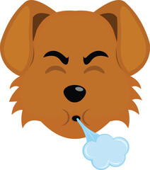vector illustration emoji character face dog cartoon, with his mouth blowing air