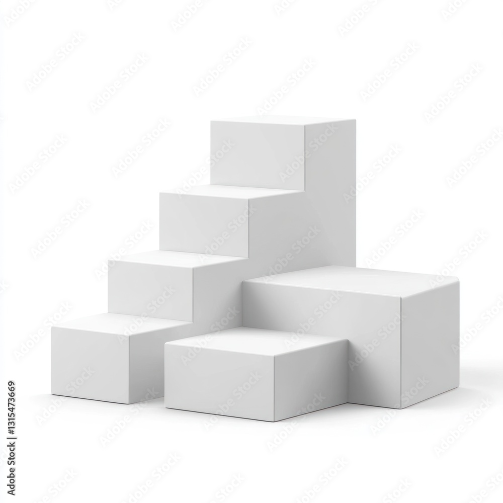 Poster white modular display steps.