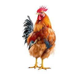 Fototapeta premium Striking Rooster Portrait Against a White Background