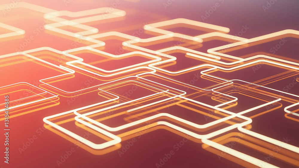 Poster in a soft warm glow intricate patterns of glowing neon lines intertwine to form a mesmerizing web of