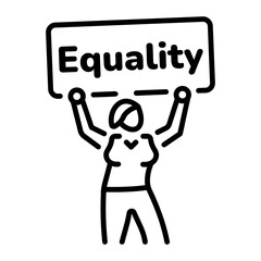 A character holding an equality chart, line style icon 