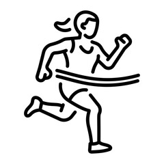 A woman running a female marathon, line style icon  
