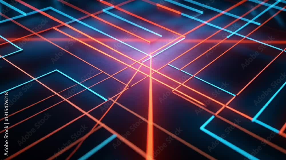 Poster glowing neon grid with futuristic digital lines cyber technology and artificial intelligence concept