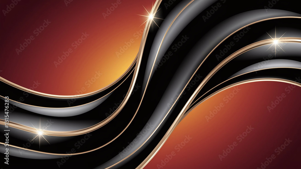 Poster a digital art style featuring luxurious black lines that curve and intertwine on a gradient backgrou