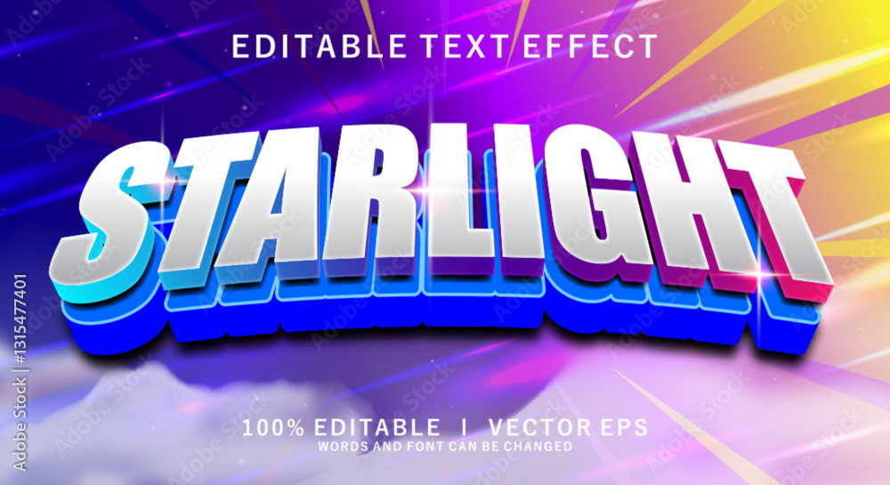 Aufkleber starlight vector text effect with modern style design