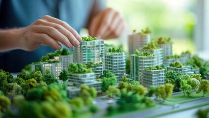 Eco City Model Green Buildings Lush Landscape Architectural Design