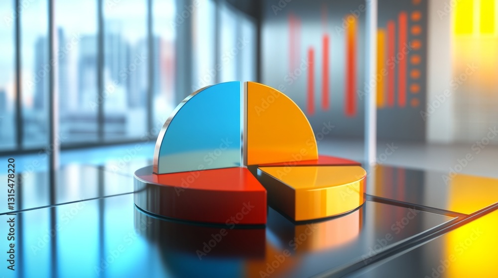 Aufkleber a d pie chart with interactive slices showing data trends in a modern business environment, with ref