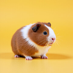 Fototapeta premium guinea pig on sunshine yellow back drop
