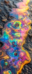 Colorful Oil Spill on a Dark Surface