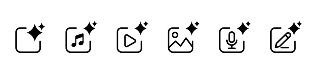 AI Creation Button Set - Media Files (Image, Video, Audio, Text) for App & Web