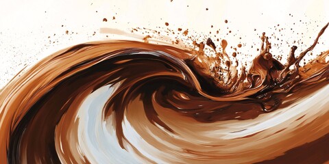 Swirling Coffee in Motion: A Detailed Brush Stroke Illustration