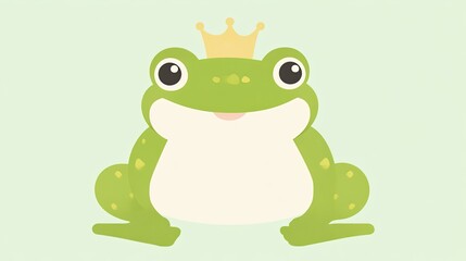 Cartoon Frog King, Pastel Background