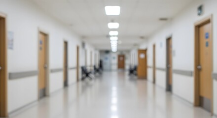 Fototapeta premium Blurred the background of the corridor in the hospital or clinic, Healthcare and medical concepts, defocused effect.