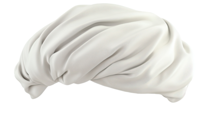 White turban headwrap, fabric texture, studio shot, minimalist background, hair care