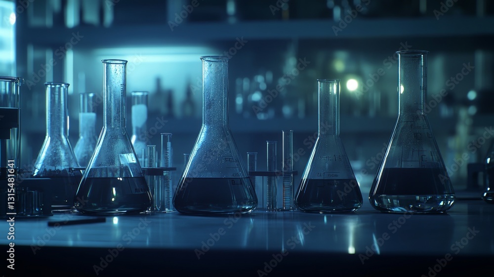 Poster experimenting with liquids laboratory high-resolution image scientific environment aerial view gigap