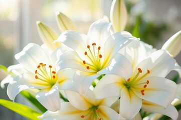 Naklejka premium A bunch of white flowers with yellow centers