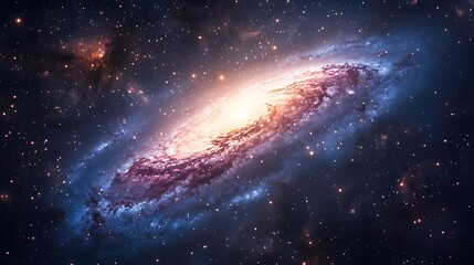 Naklejka premium Spiral galaxy, cosmic dust, space background (1)