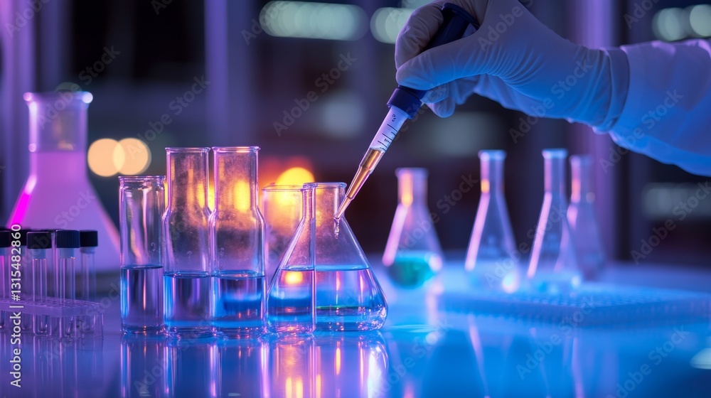 Poster conducting experiments in a bright laboratory science lab gigapixel image well-lit environment aesth