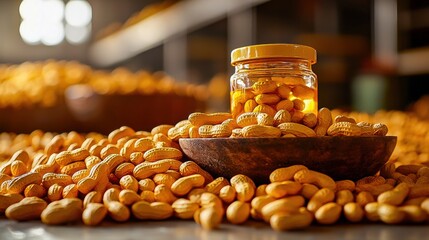 Nutty yellow peanut oil for healthy meals and diets rich in goober fat and spice perfect for enhancing flavor and nutrition in your favorite recipes with cork-like richness